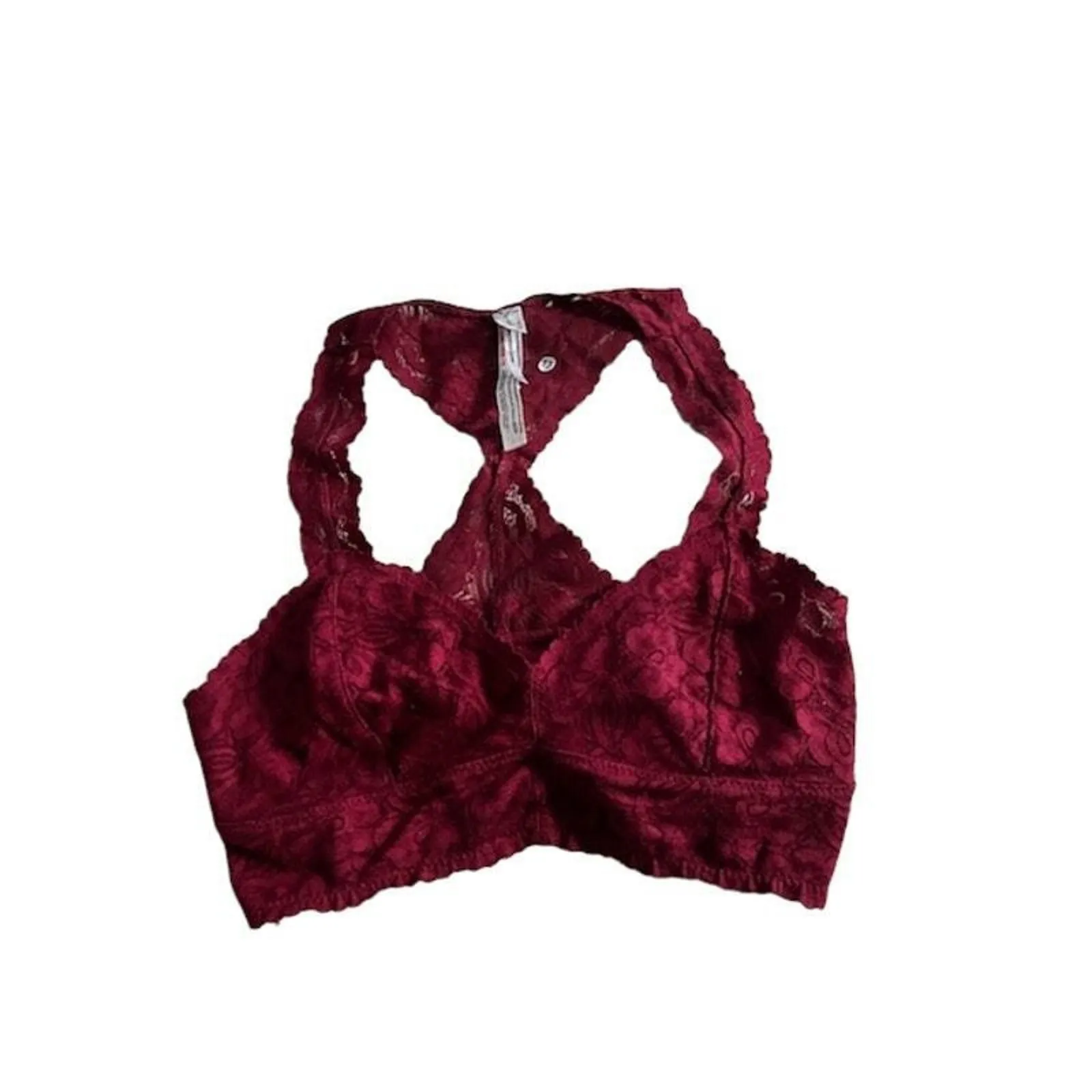 Product image for Intimately Free People Lace Racerback Bralette Bra Wireless Burgundy Size XS
