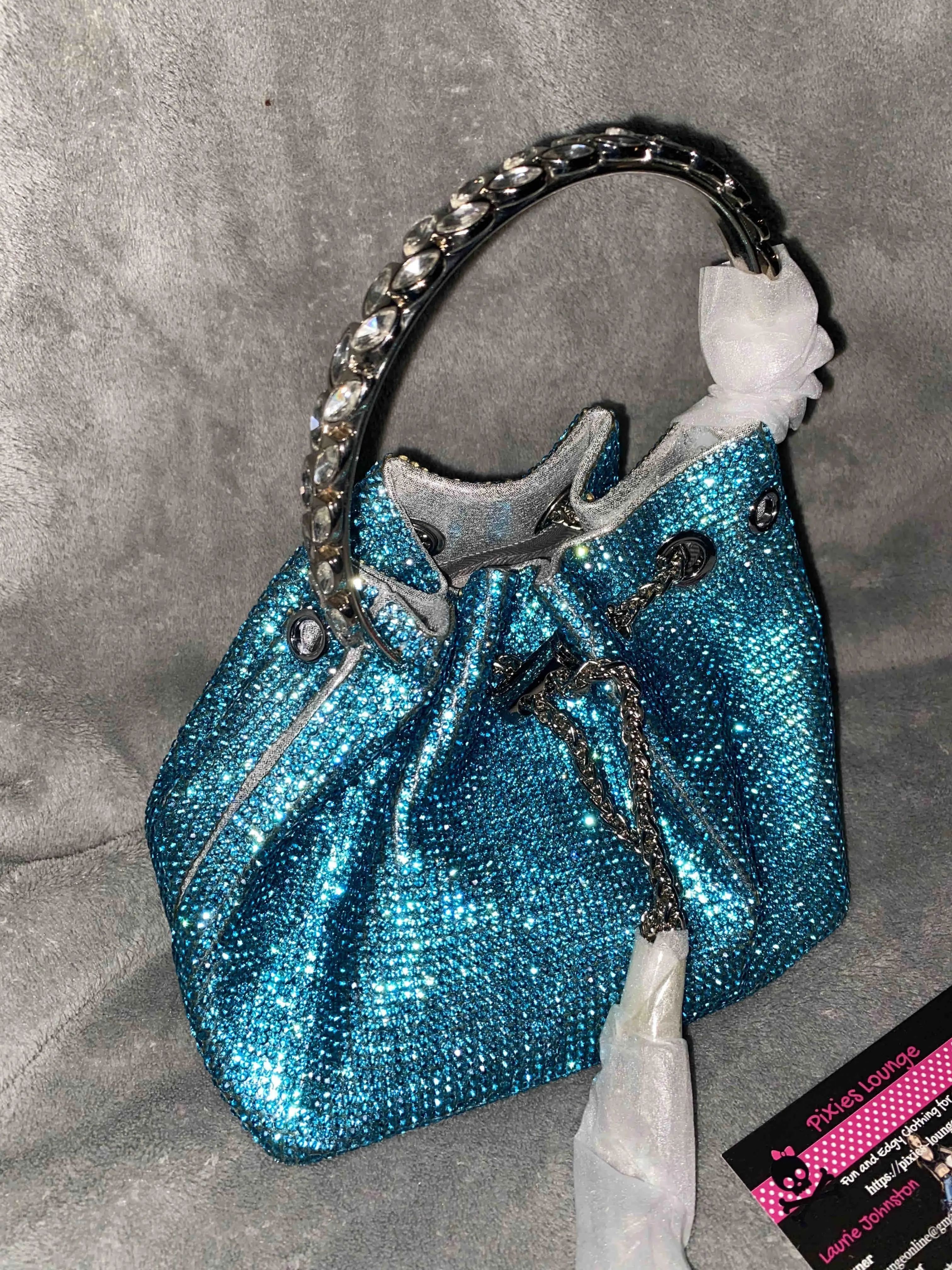 Product image for Blue Ocean Rhinestone Bucket Handbag