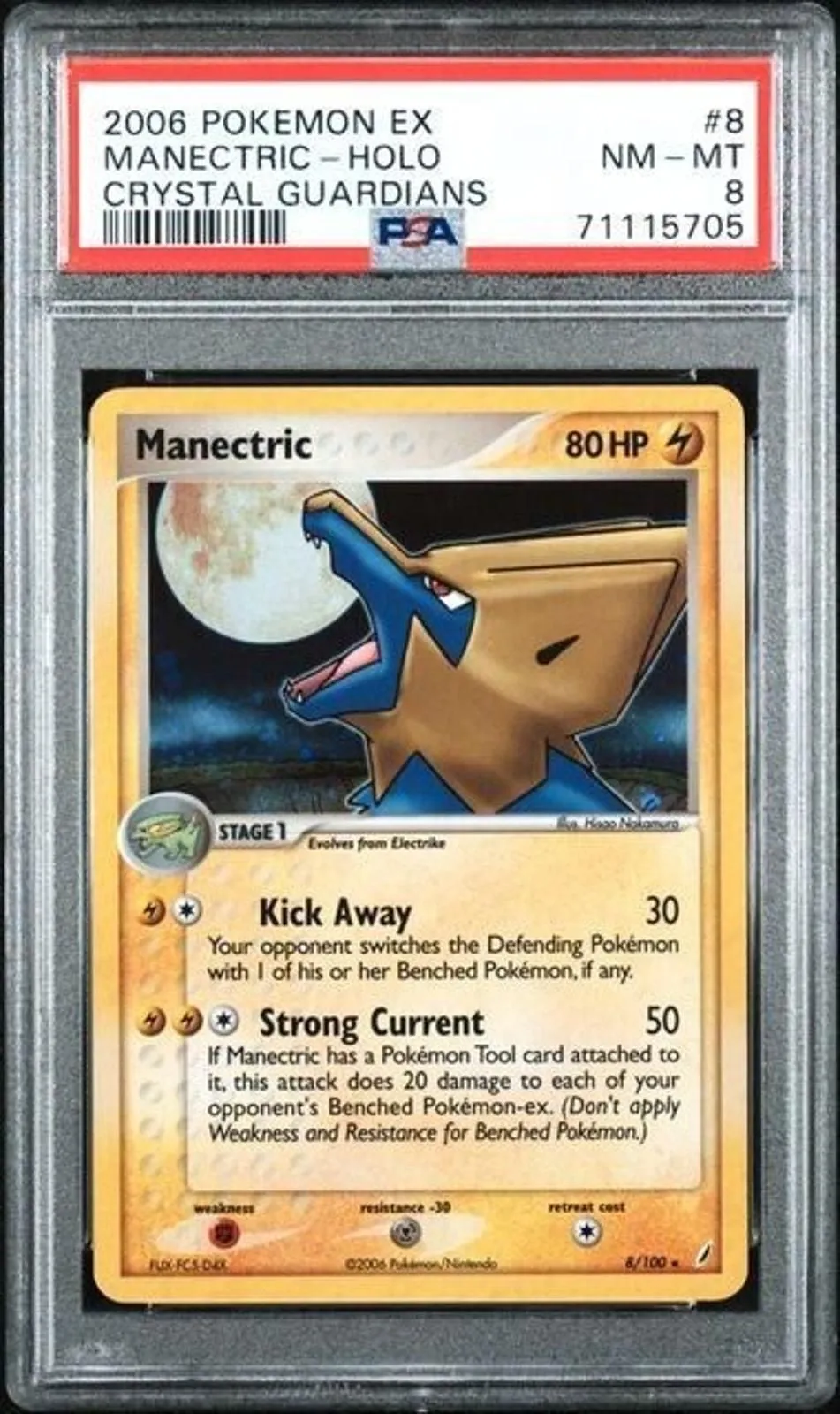 Product image for Manectric 8/100 EX Crystal Guardians Holo Rare 2006 Vintage Pokemon TCG PSA 8