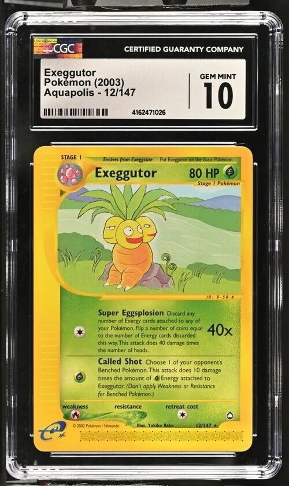 Product image for CGC GEM MINT 10 2003 Pokemon Exeggutor 12/147 Rare Aquapolis Set