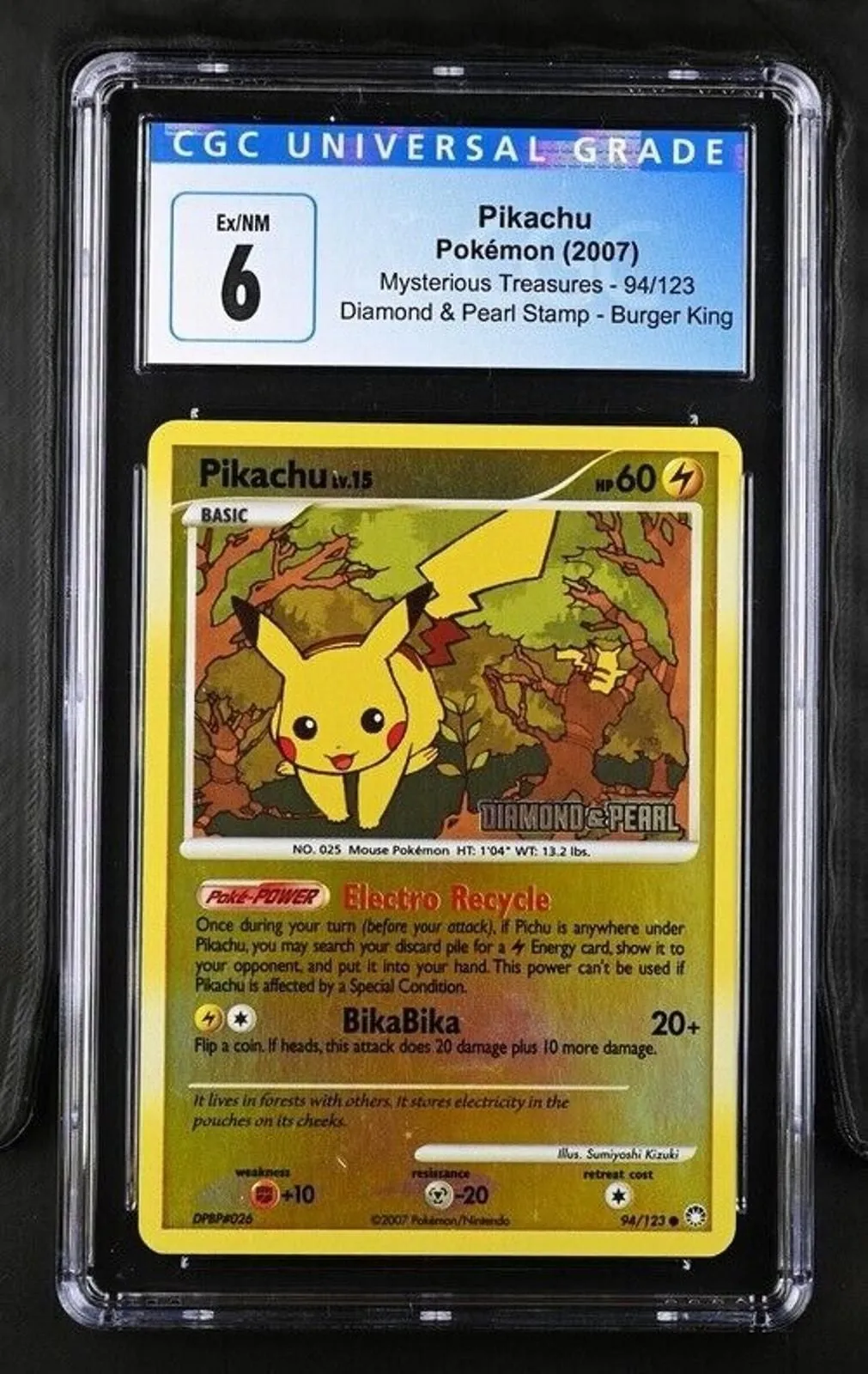 Product image for CGC 6 Pikachu Mysterious Treasures - D&P Burger King! RARE!