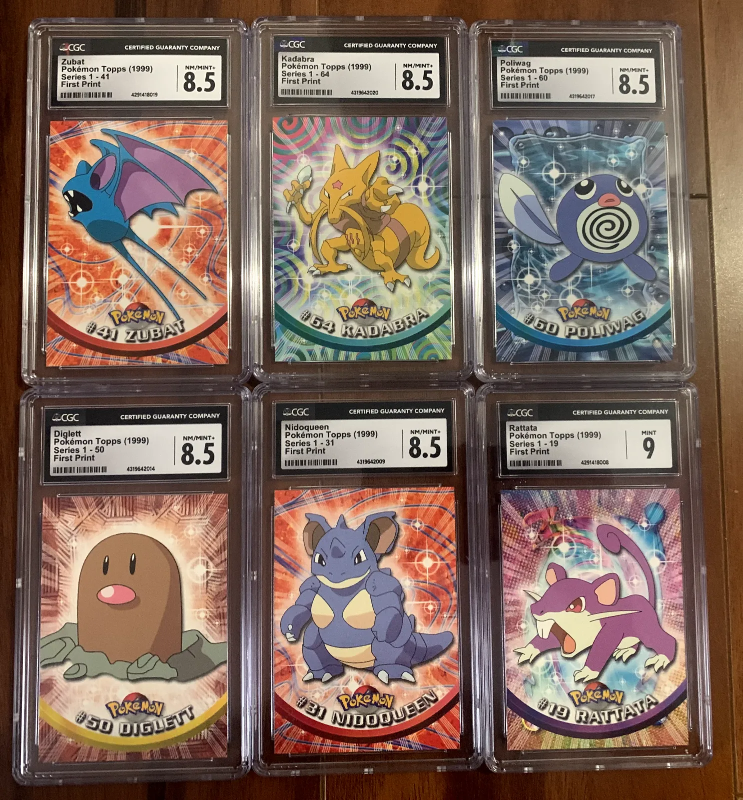 Product image for 1999 Pokmon Topps 6x Card Lot CGC 8.5-9 Kadabra Zubat Diglett Rattata, etc