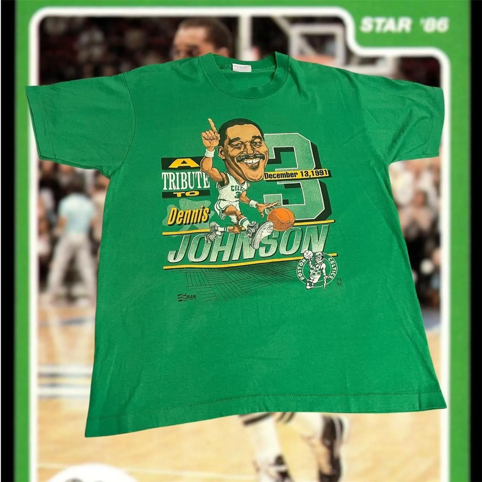 Product image for Vintage 80s NBA Dennis Johnson Boston Celtics Basketball Tee