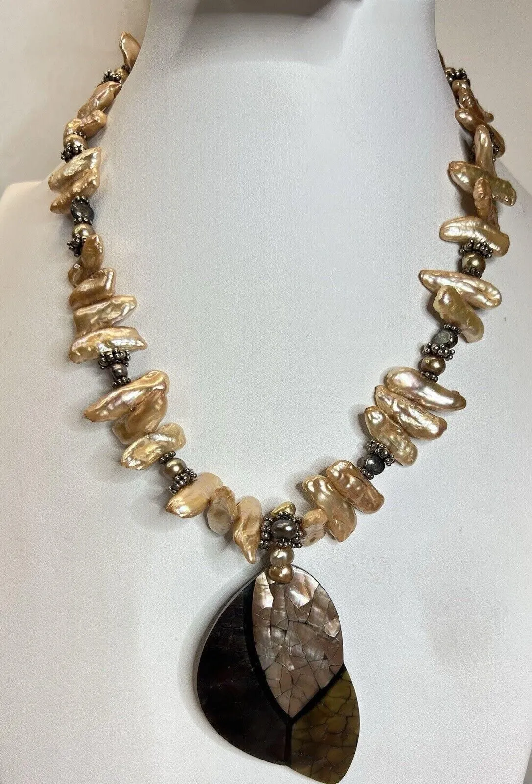 Product image for Paige Wallace For Marushka Baroque Pearl Sterling Silver 925 Necklace Signed