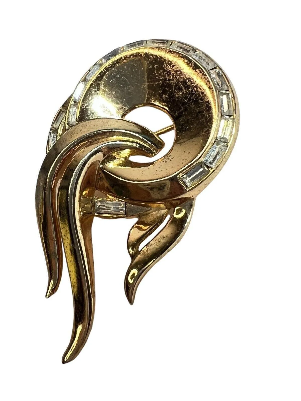 Product image for Vtg Alfred Philippe Crown Trifari Brooch Baguette Rhinestone Accents Pre-1955