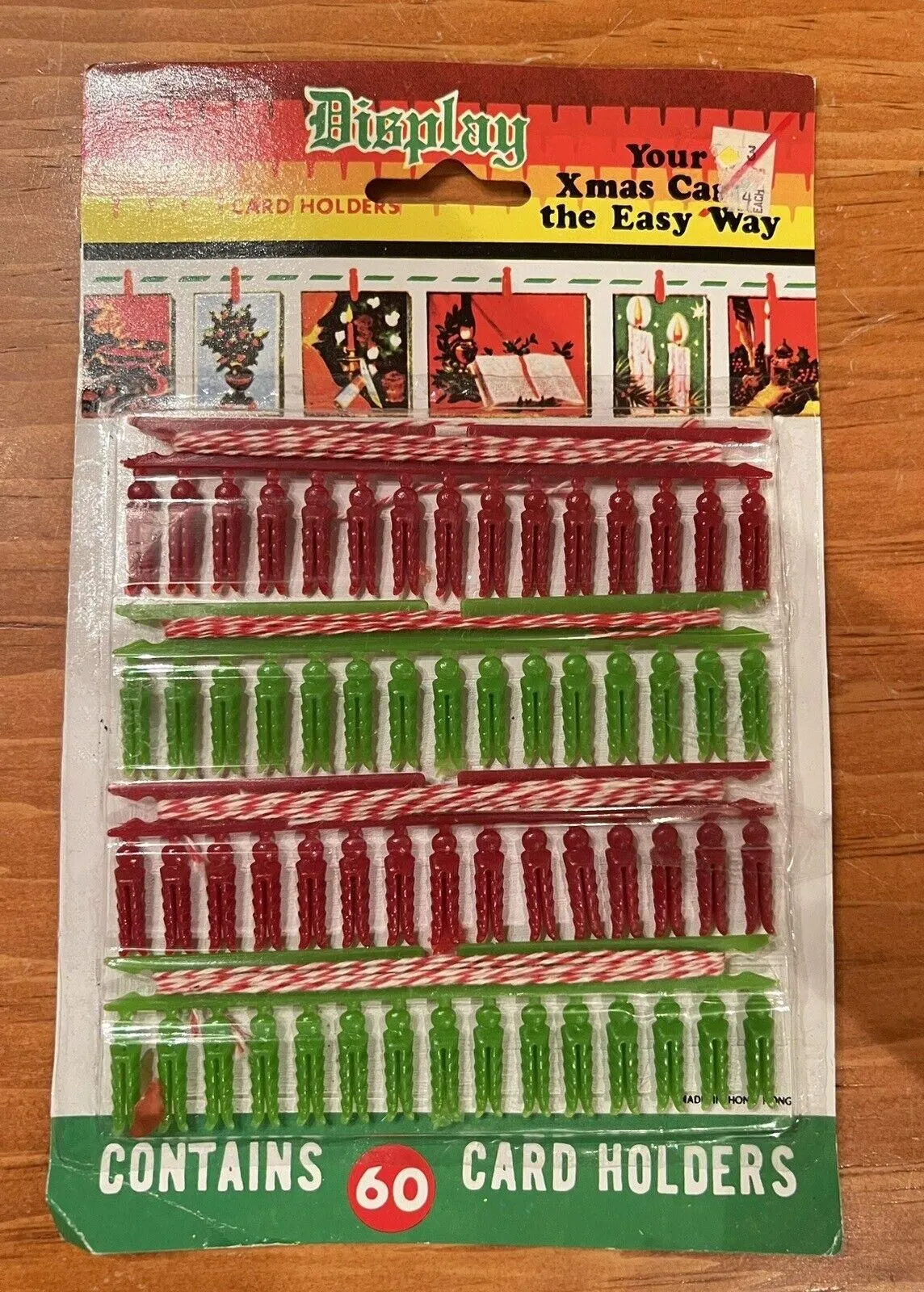 Product image for Vtg Display Christmas Card Holders Hang Up Your Greeting Cards 60 Pins NOS