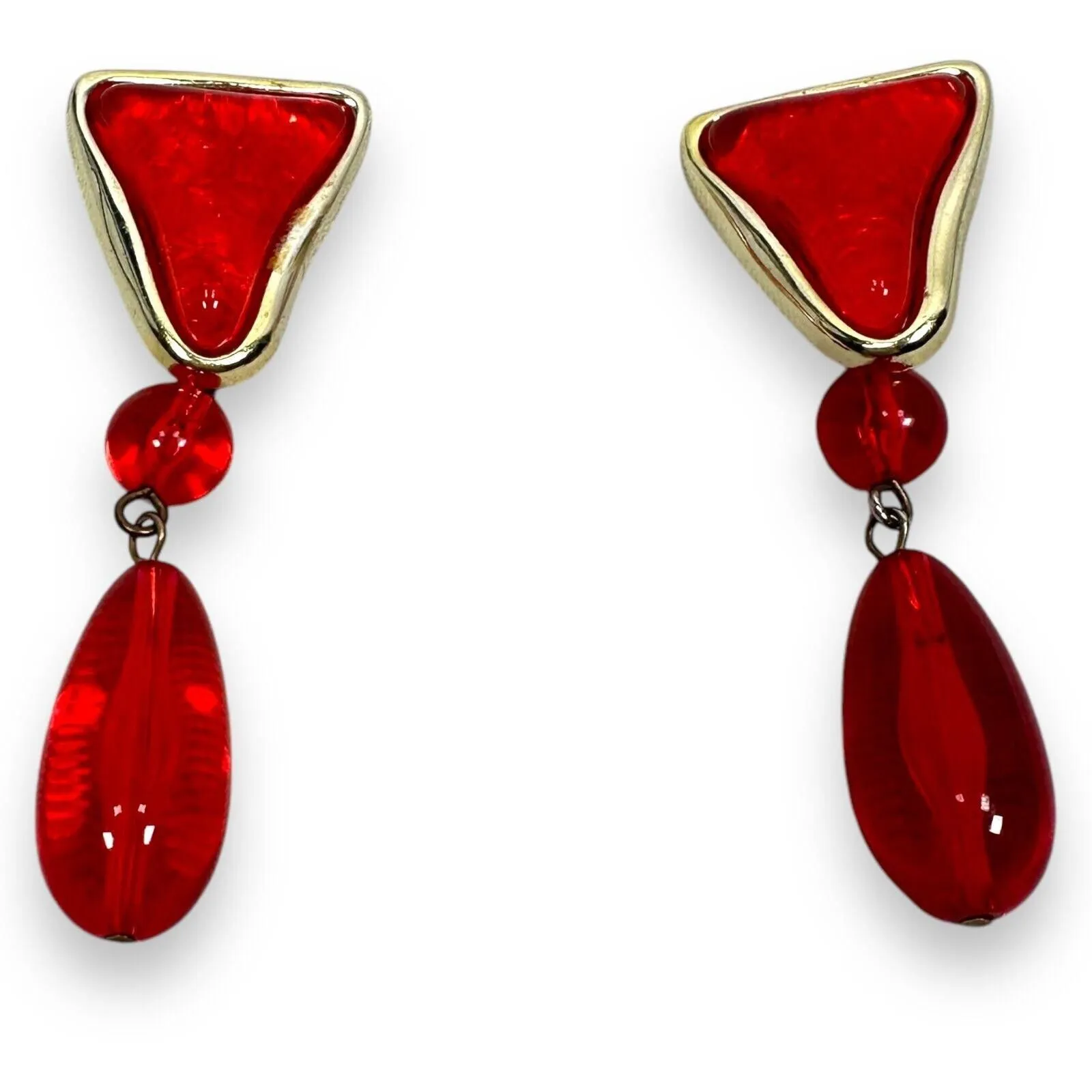 Vintage Women's Fashion Costume Jewelry Drop Dangle Earrings Red