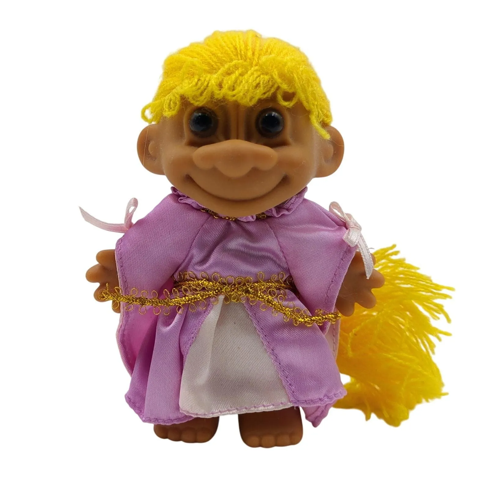 Product image for Rapunzel Troll Doll Vintage Russ Figure Yellow Hair Pink Dress 4.5"