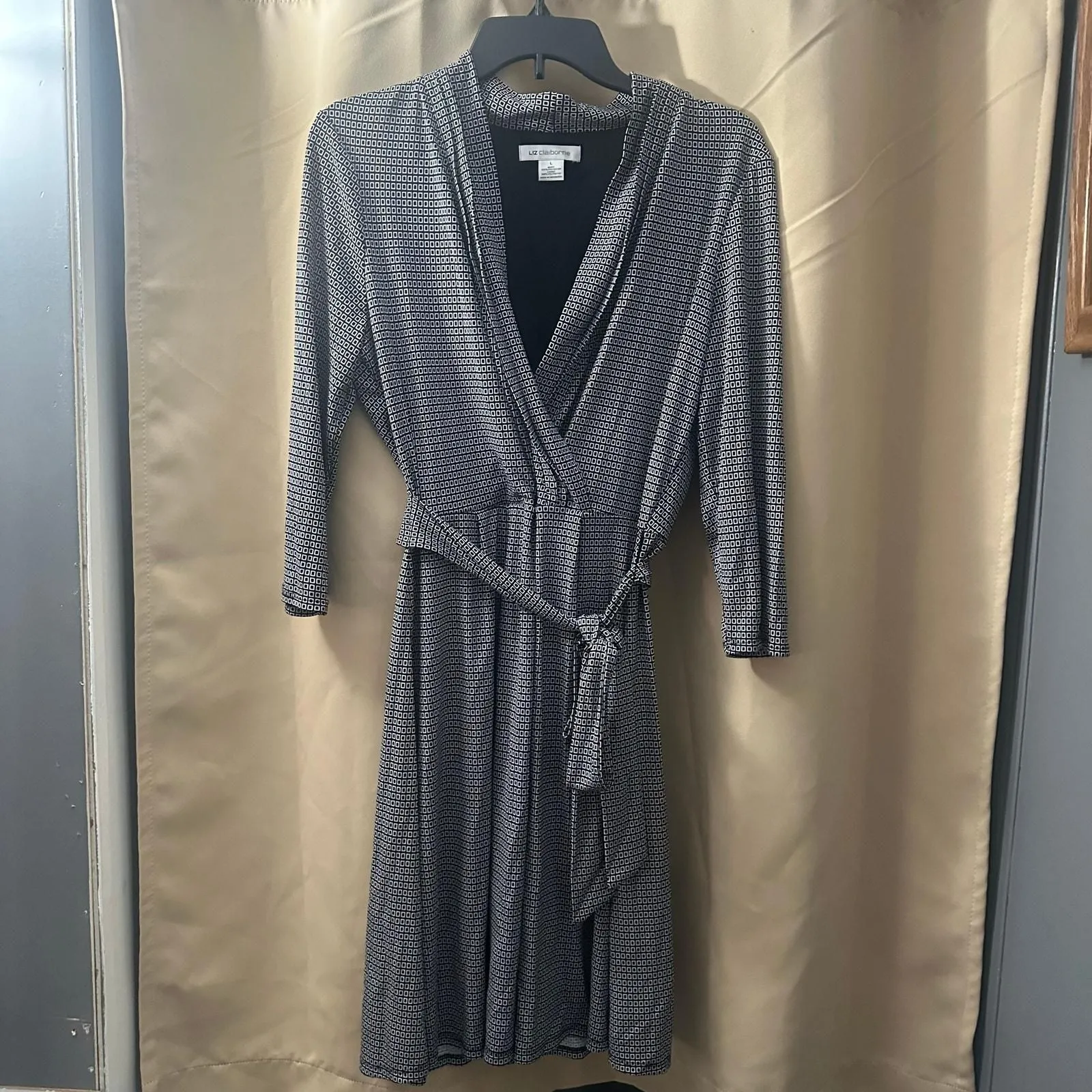Product image for Liz Claiborne faux wrap 3/4 sleeve casual midi dress