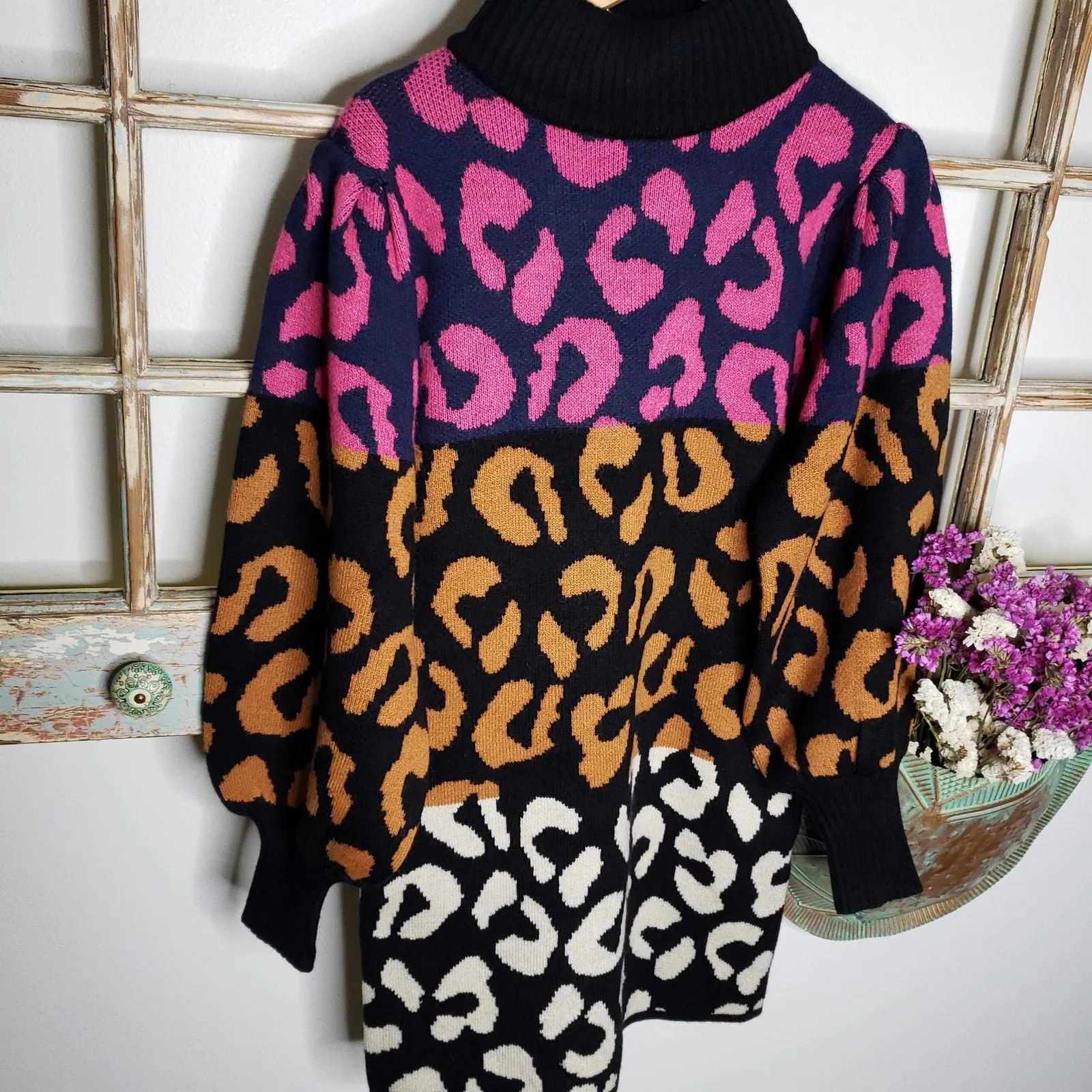 Product image for FARM RIO DRESS NWT Mixed Leopard sweater dress size XS