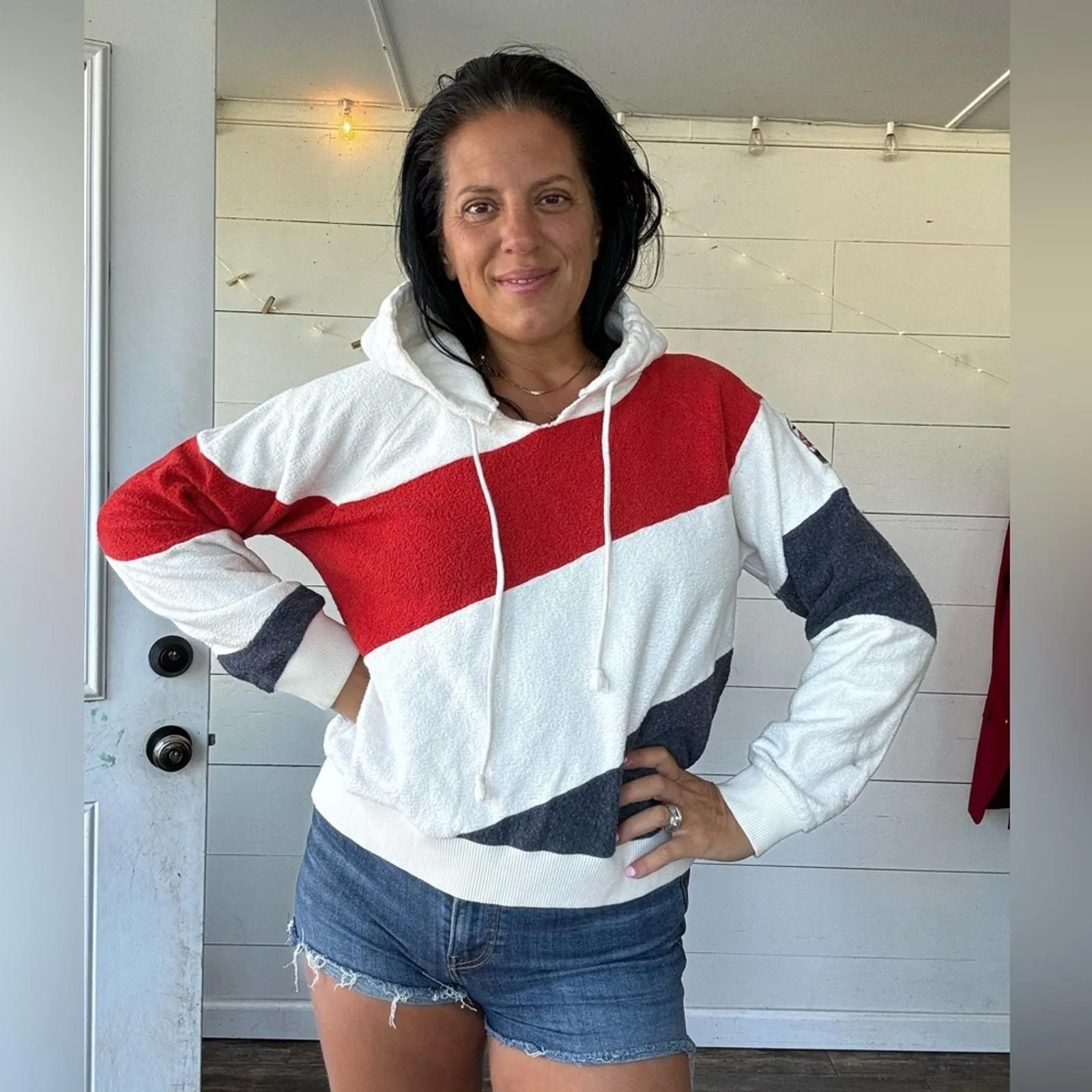 Product image for Faherty Riptide Hoodie Red White Blue M