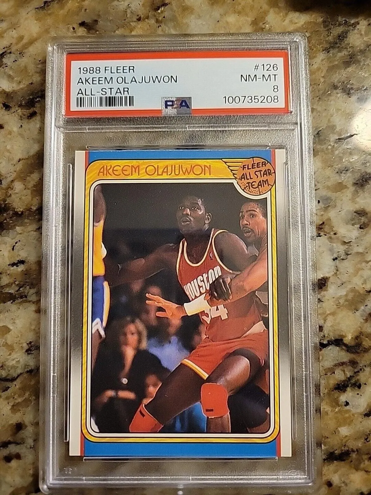 Product image for 1988 Fleer Akeem Olajuwon Card #126 PSA 8 Near Mint Houston Rockets All Star