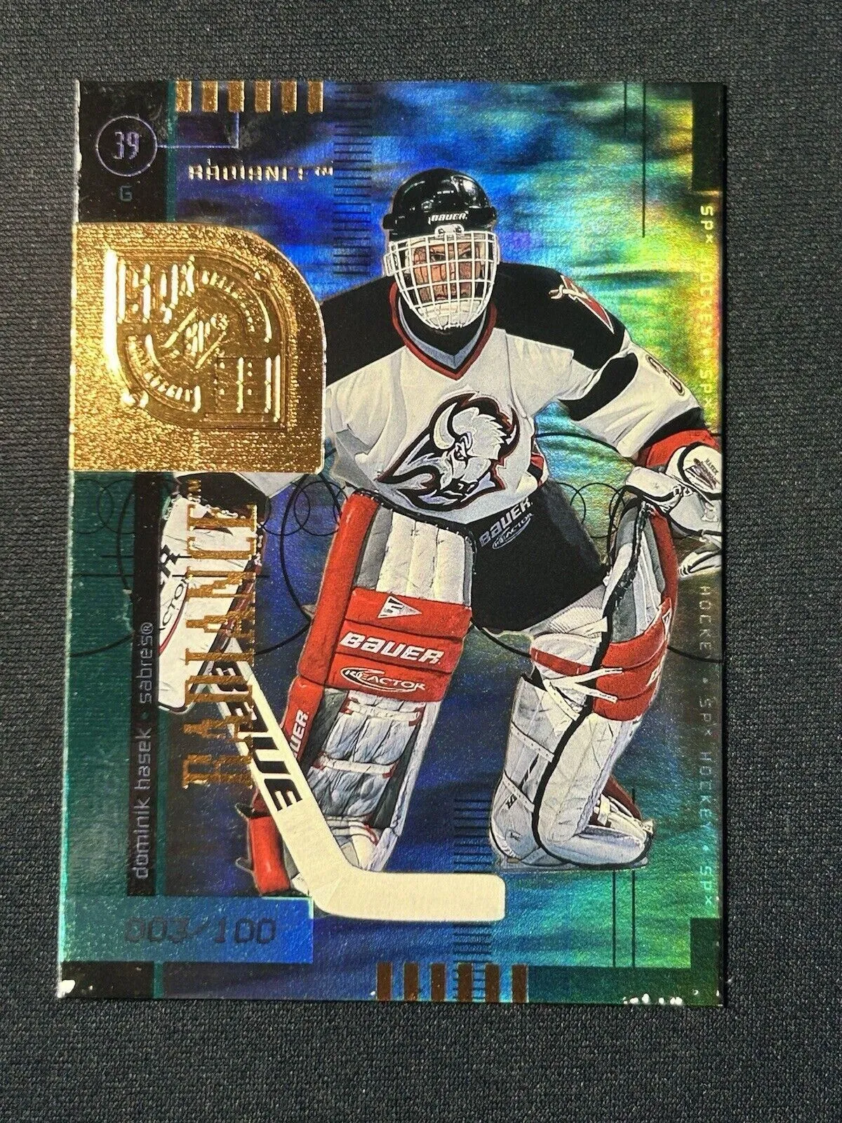 Product image for Dominik Hasek /100 made SPX Radiance 1998-99 Hockey Card 6