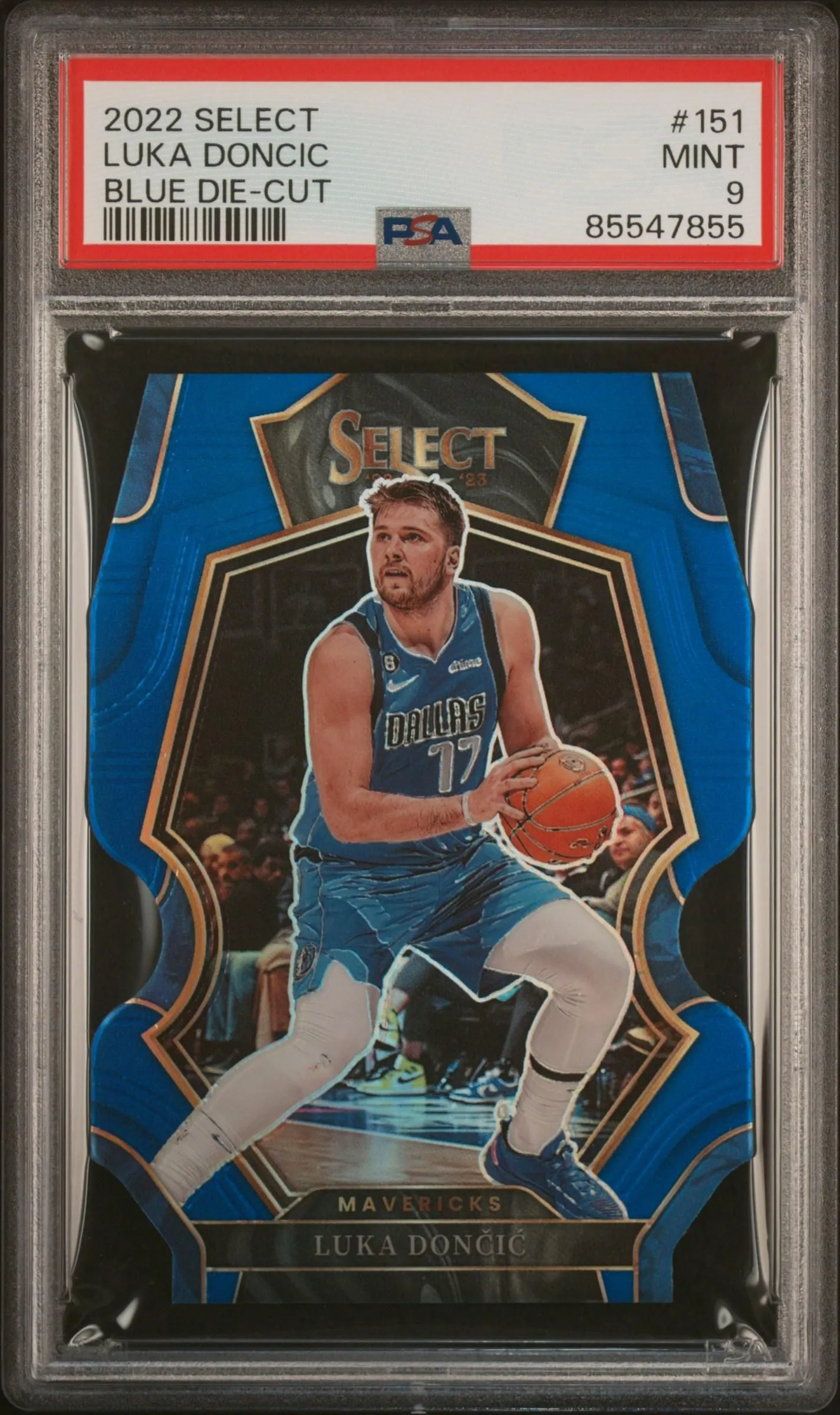 Product image for LUKA DONCIC PSA 9 2022 PANINI SELECT #151 BLUE DIE CUT PRIZM /249