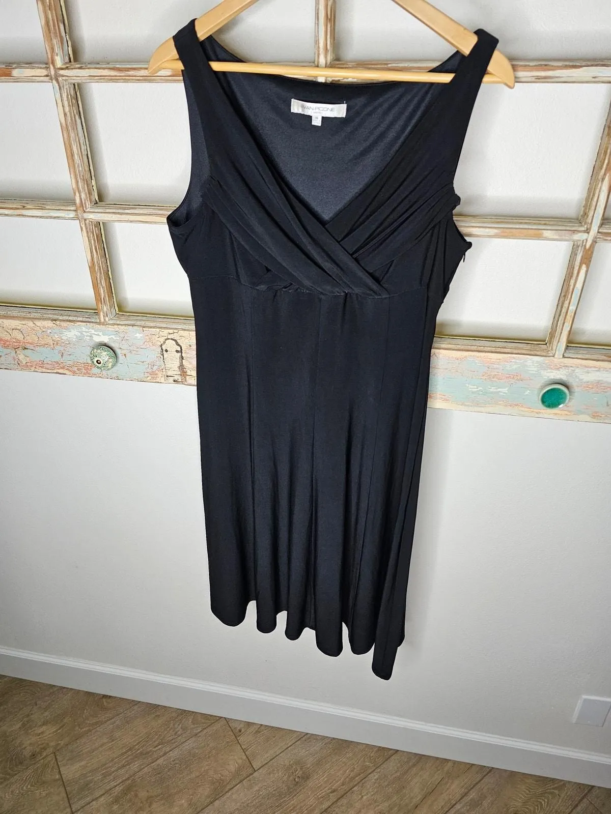 Product image for Evan-Picone Black Sleeveless Fit and Flare Midi Dress Ladies size 16