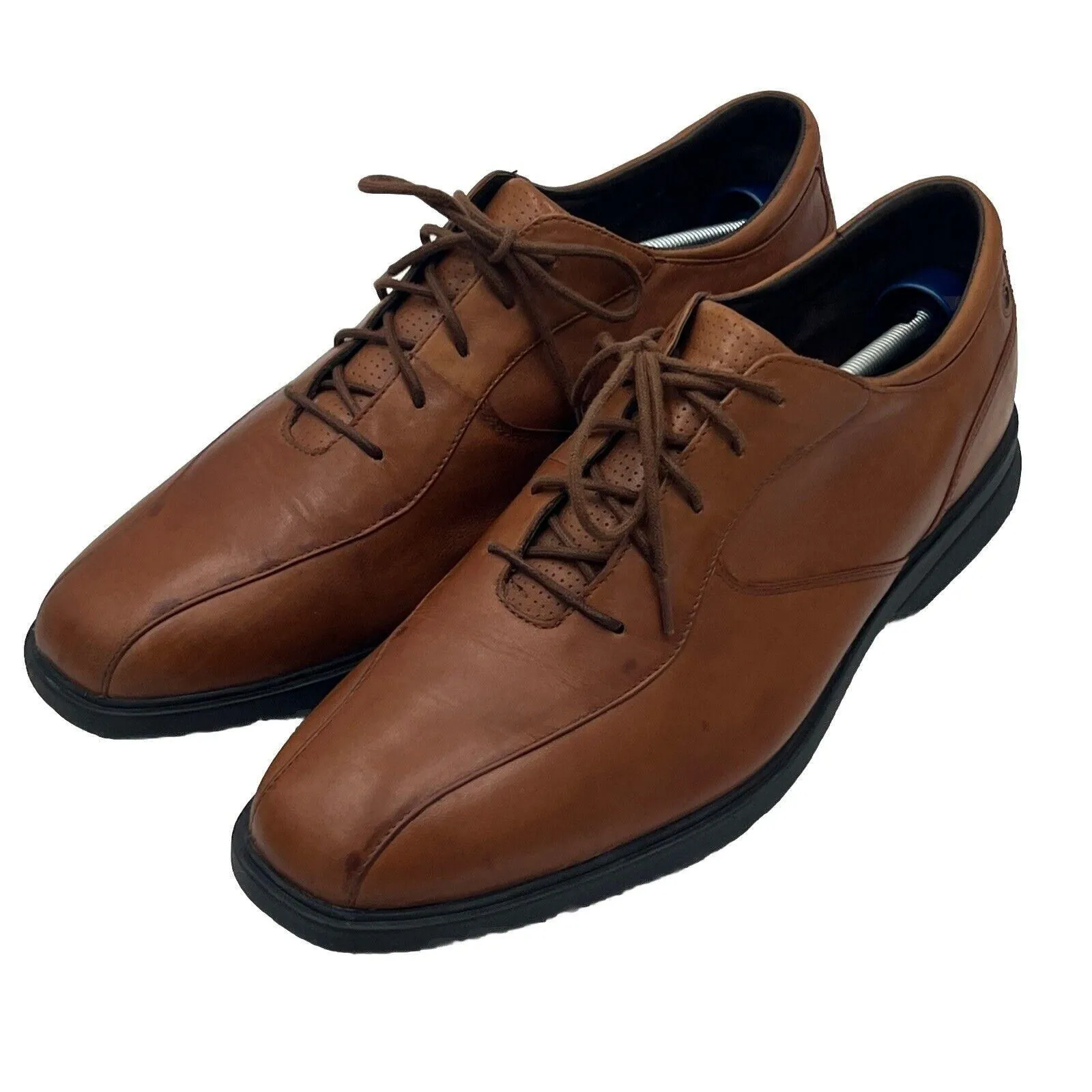 Product image for Rockport Mens 12W Bicycle Toe Light Brown Leather Lace Up Casual Comfort Shoes