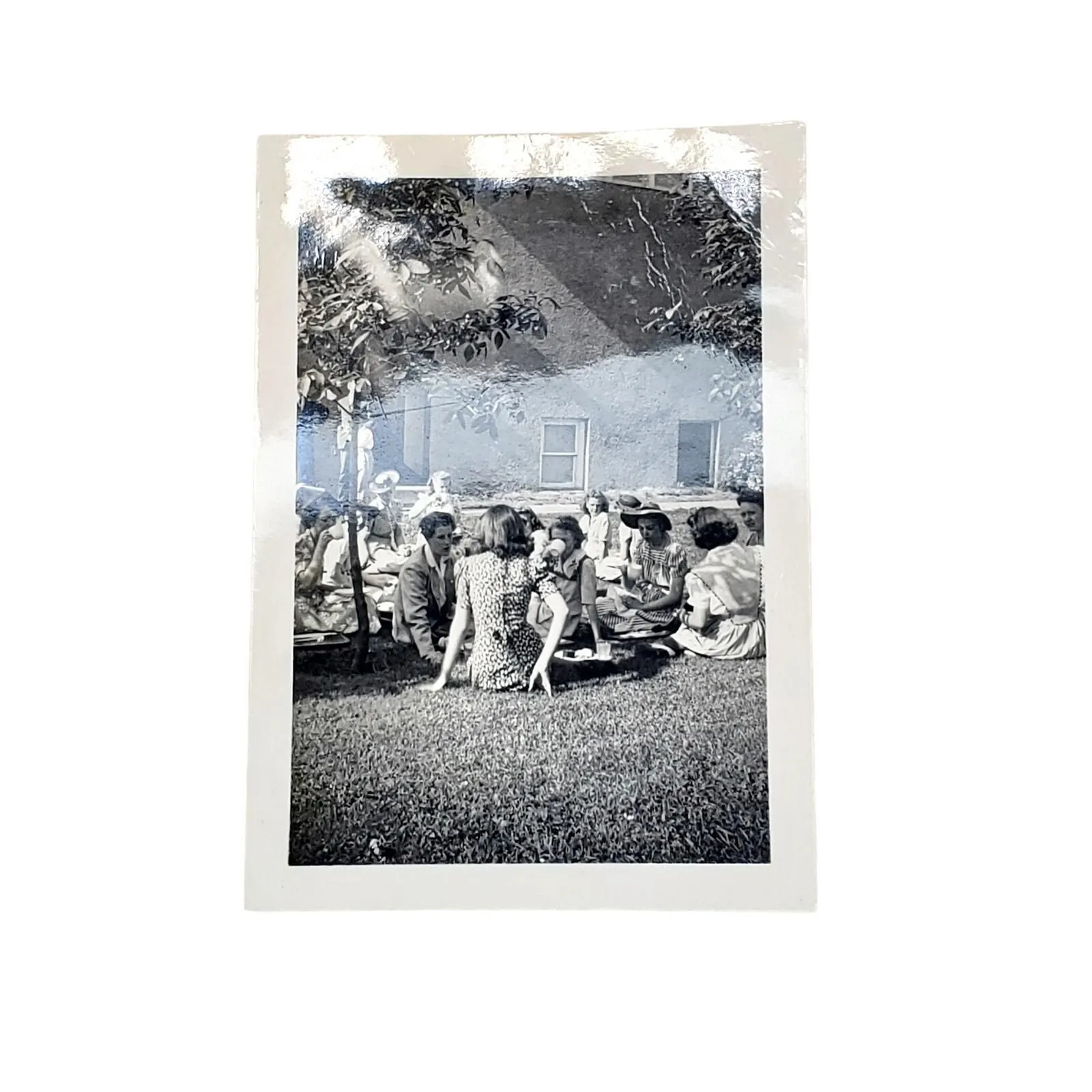 Product image for Vtg Pretty Ladies Having Tea Party Original Monochrome Photo Found Snapshot