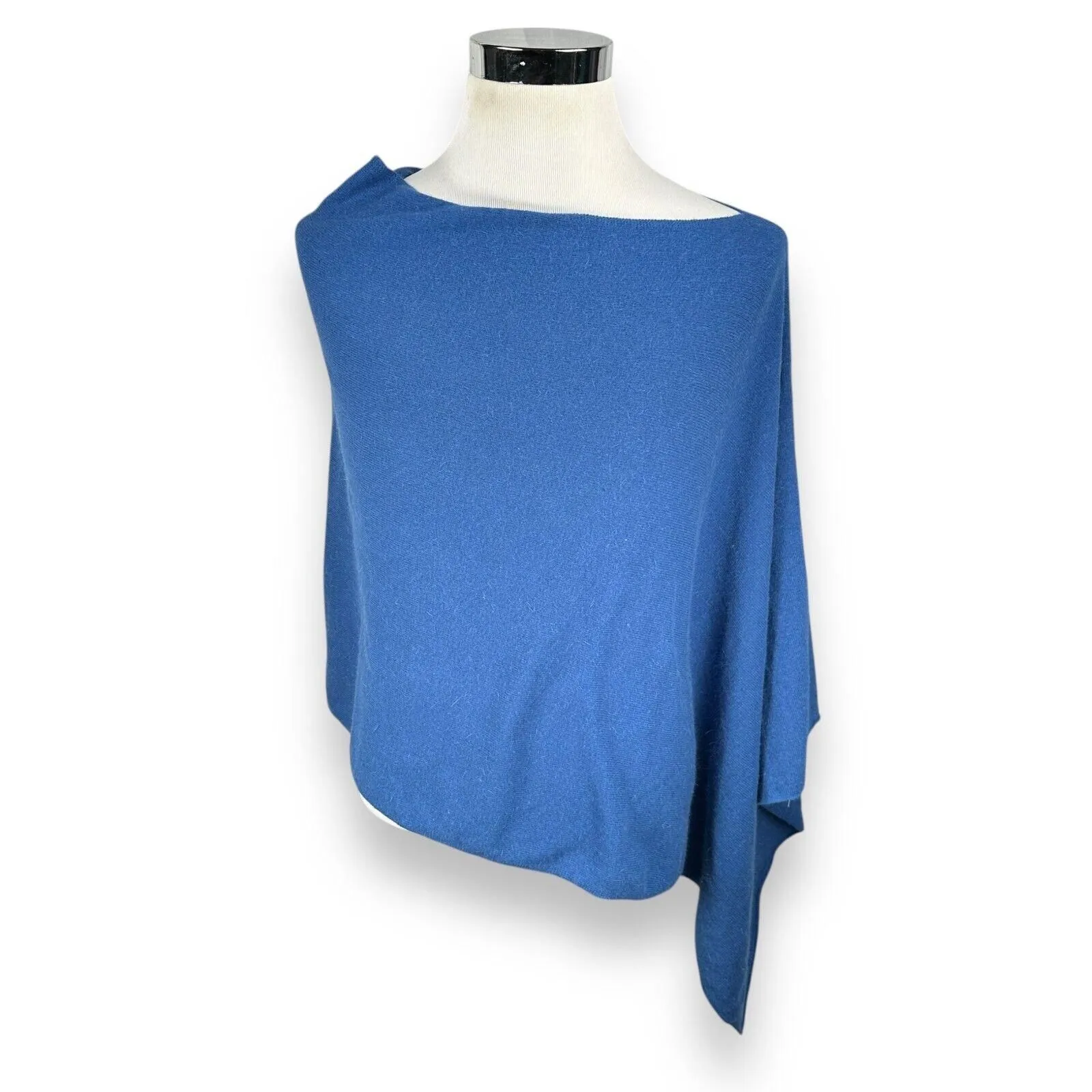 Product image for Portolano CowlNeck Poncho Top Womens OS Skydiver Blue Lambswool Angora Nylon New