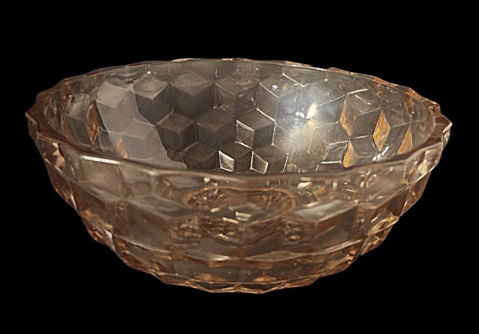 Product image for Depression Glass Pink Cubist Dessert Bowl Fruit Dish 6 1/2" D Vintage Jeanette