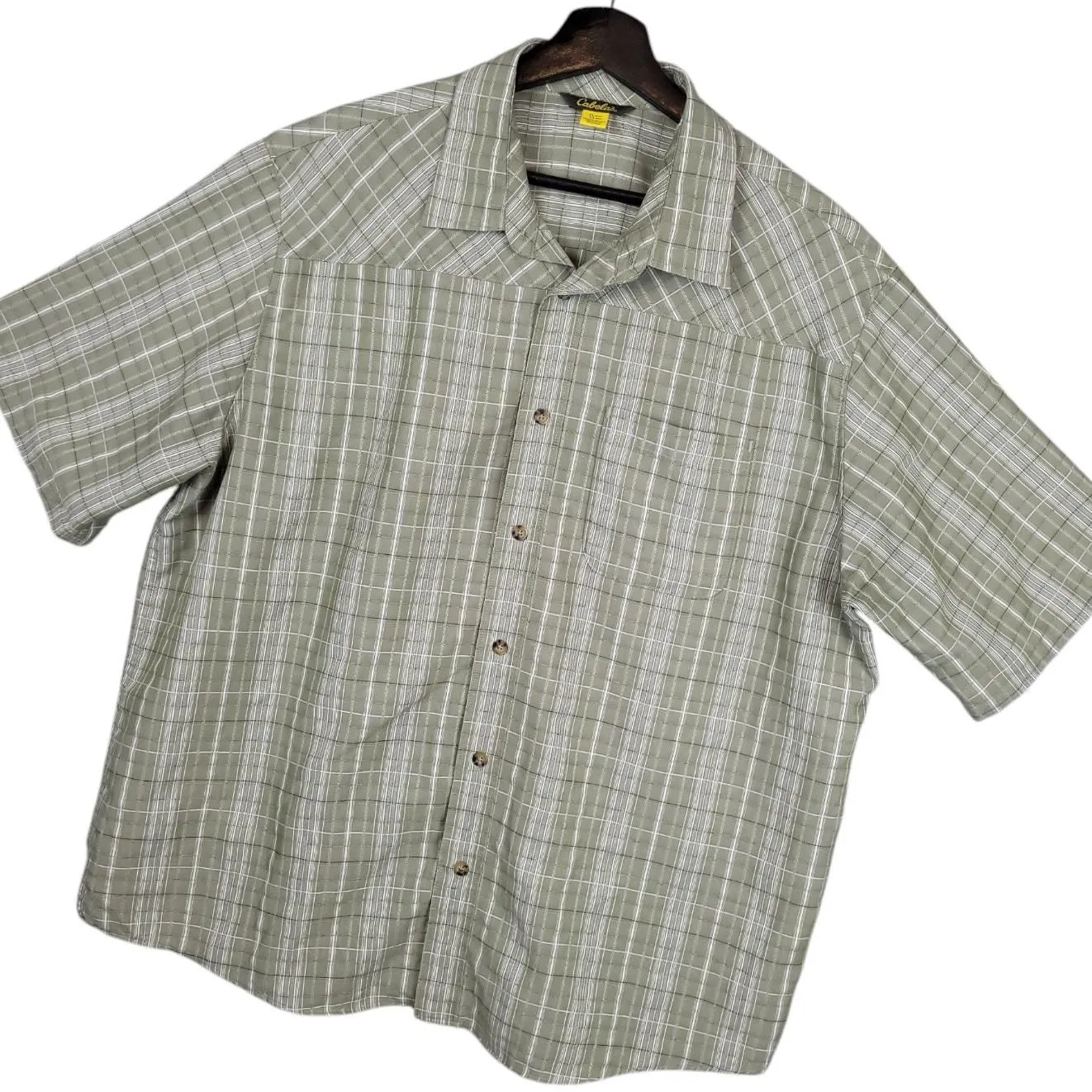 cabela's dress shirts Cabelas Mens Large Long-sleeve button down shirt, Blue Plaid, 100% Cotton