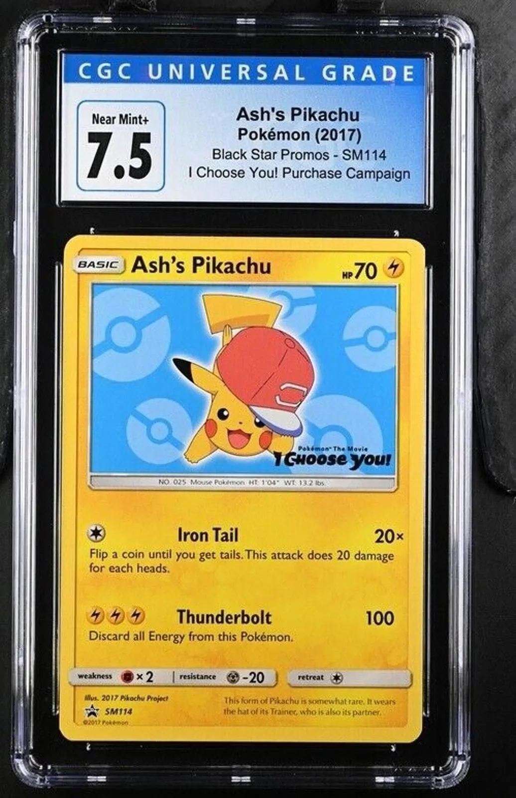 Product image for Ash's Pikachu Pokemon 2017 Black Star Promos SM114 English CGC 7.5