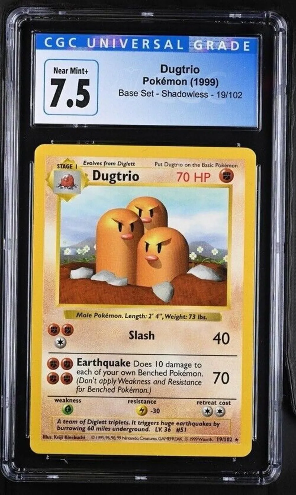 Product image for 1999 Pokemon Game Dugtrio Shadowless CGC 7.5 Near Mint