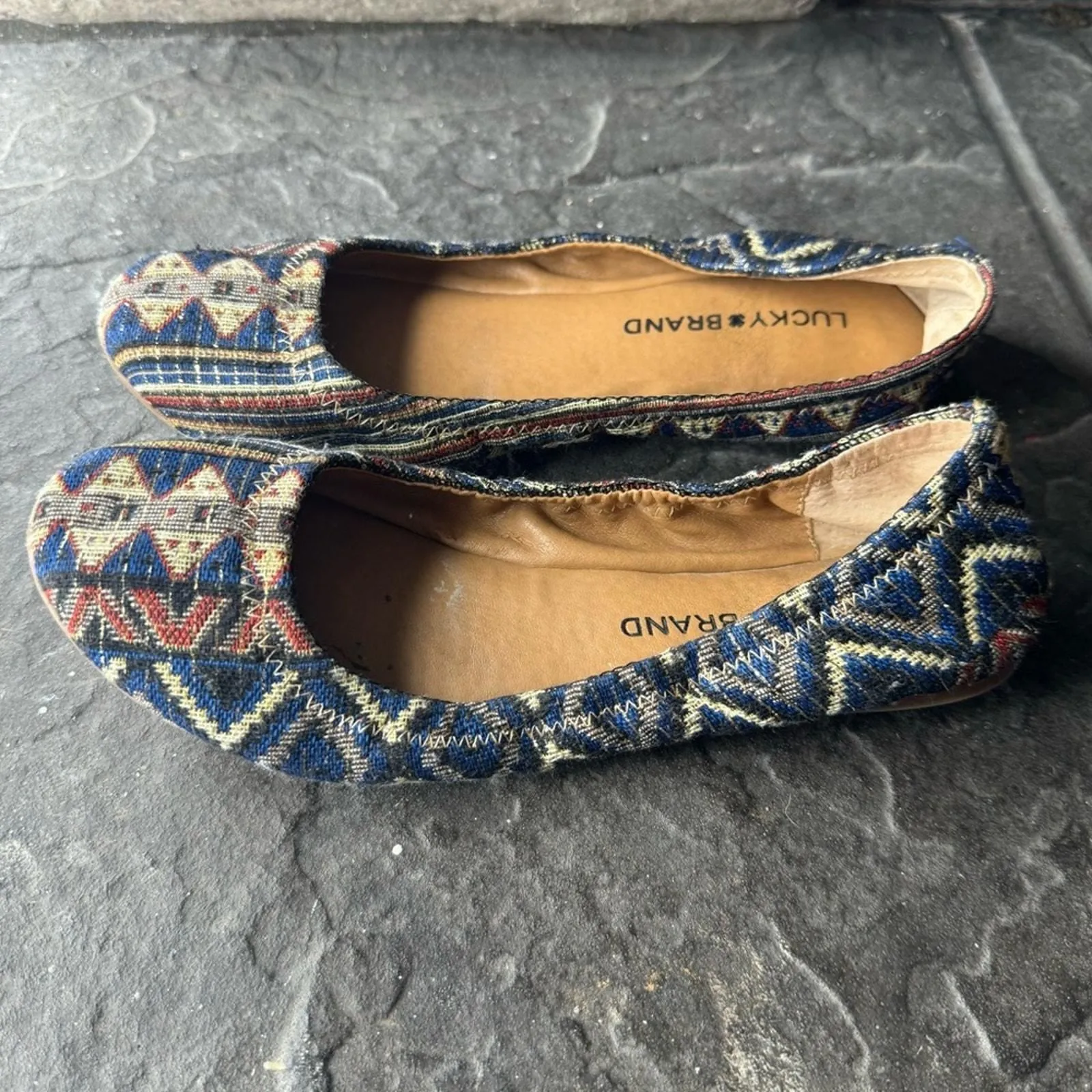 Product image for Lucky Brand Emmie southwest aztec boho knit slip on Ballet Flats Womens Size 7
