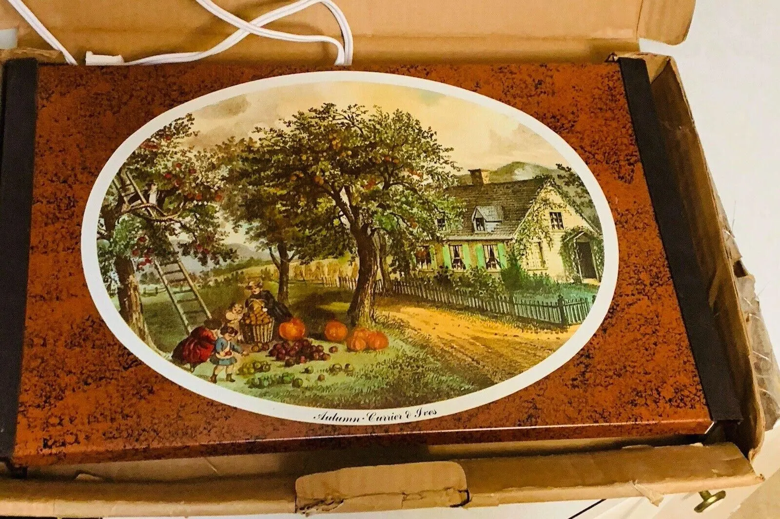 Product image for Warming Tray Jasco Autumn Currier & Ives Electric 17" Portable Server Vintage