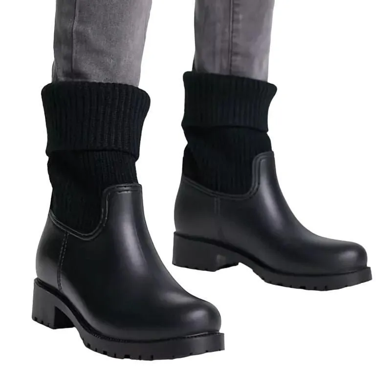 Product image for ASOS Design Gabrielle Sock Wellies Boot in Black, Size 10 