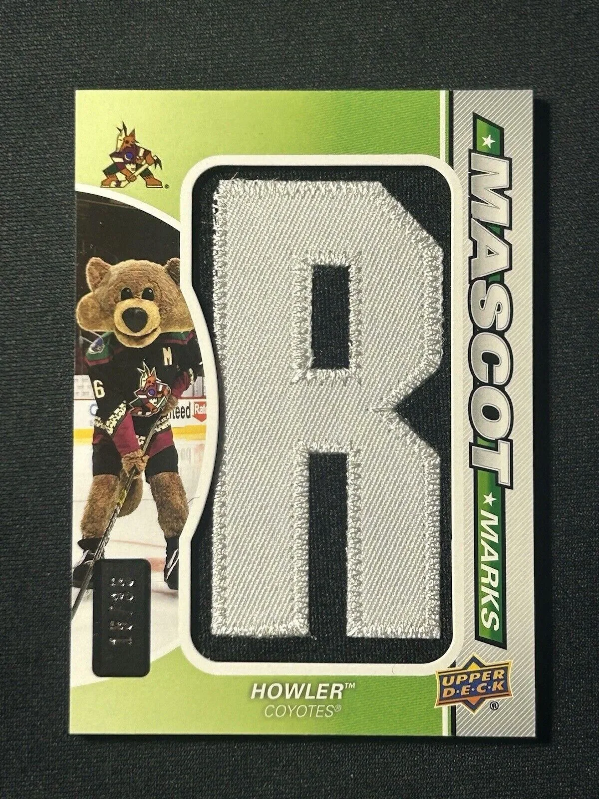 Product image for Howler /35 made Mascot Marks Patch Letter 2022-23 Sp Game Used Hockey Card