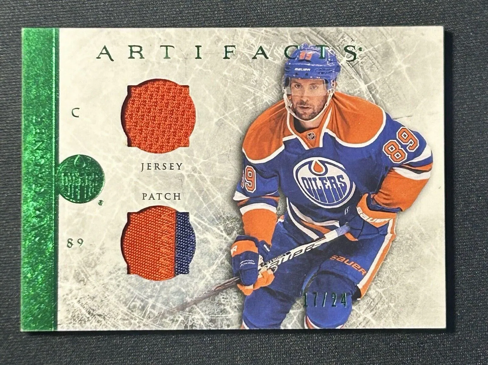 Product image for Sam Gagner /24 made Emerald Artifacts Jersey Patch 2012-13 Hockey Card 55