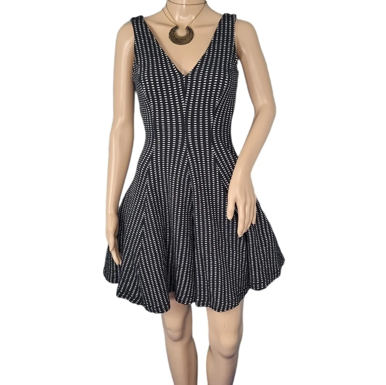 zara black skater dress NEW Zara Woman Black Beaded Lace Fit & Flare Skater Mini Dress Sz. S