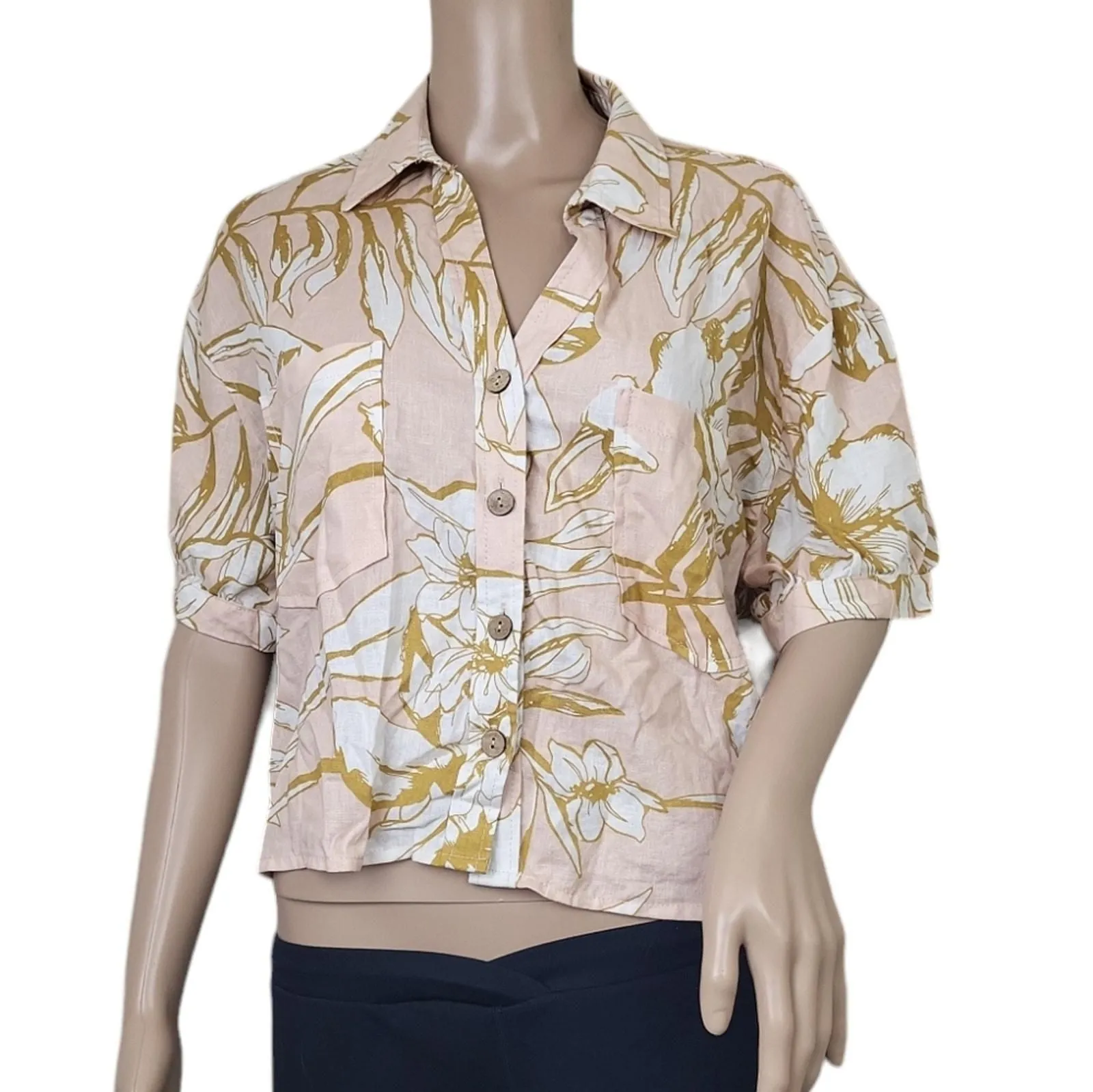 RACHEL ZOE LIGHT PINK Linen TOP1