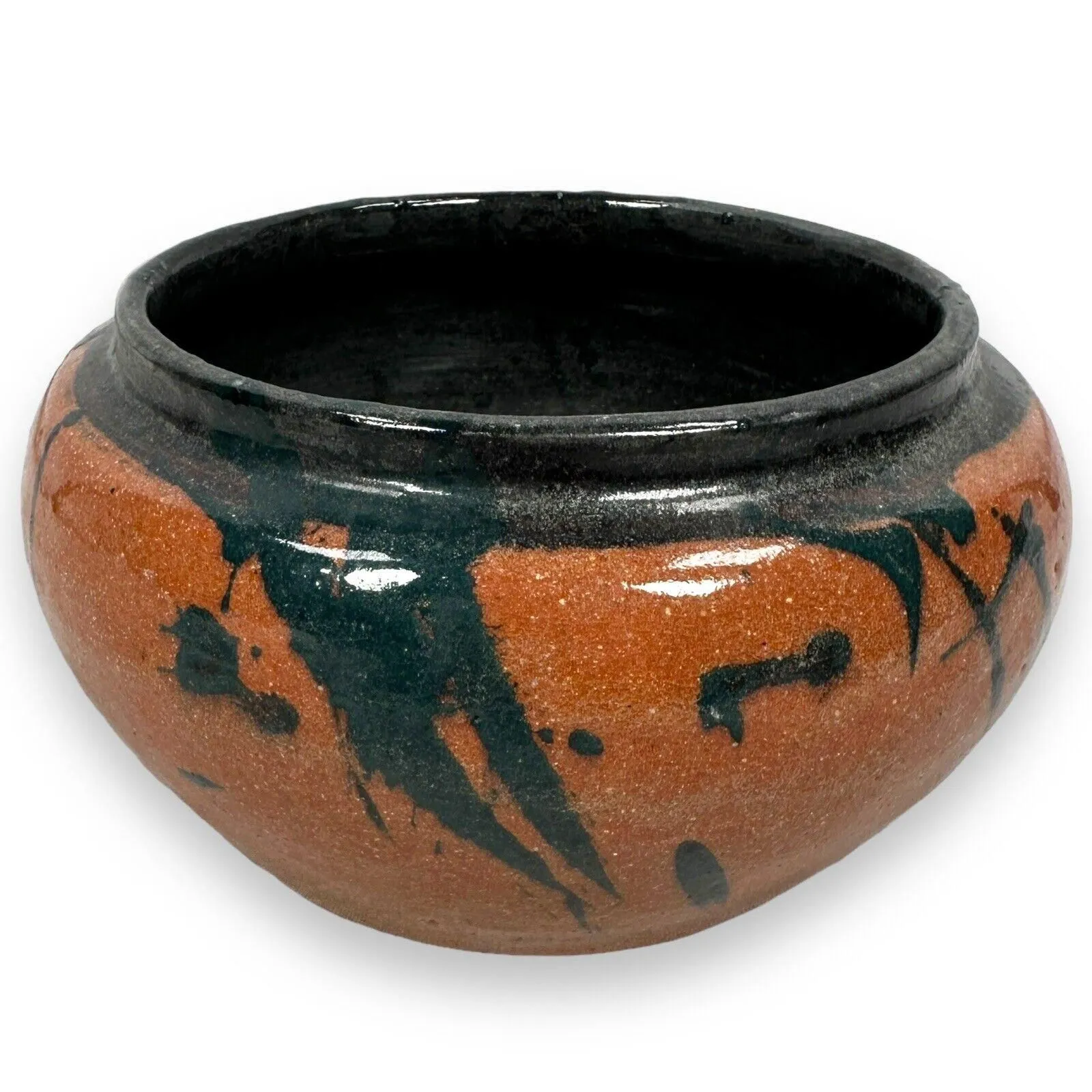 Product image for Karen Thayer Stoneware Native American Pottery Vessel Reddish Brown Black Bowl