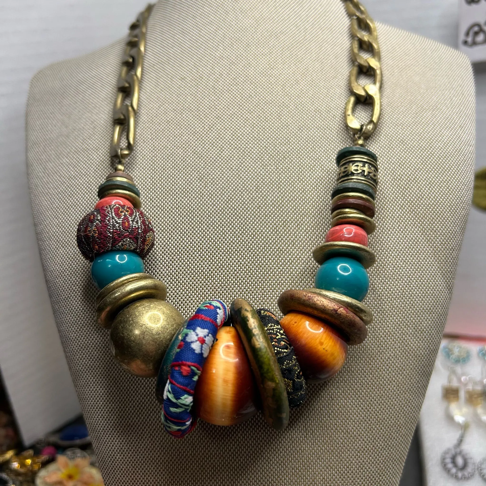 Product image for A20. Vintage Tibetan Ceremonial Necklace handmade beaded Nepal/ Indian necklac