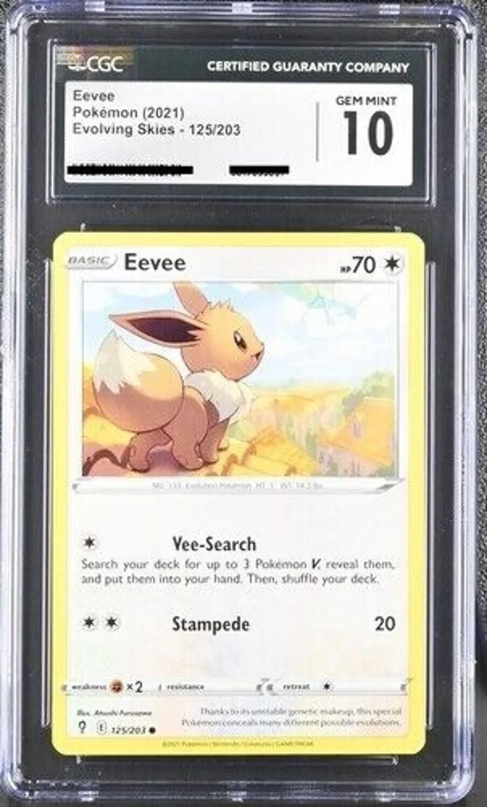 Product image for Pokémon Eevee #125 Evolving Skies 2021 - CGC 10 GEM MINT LOW POP