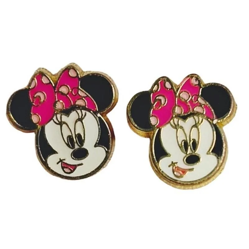 Product image for Disney Minnie Mouse Enamel Stud Earrings Pink Bow Gold-Toned