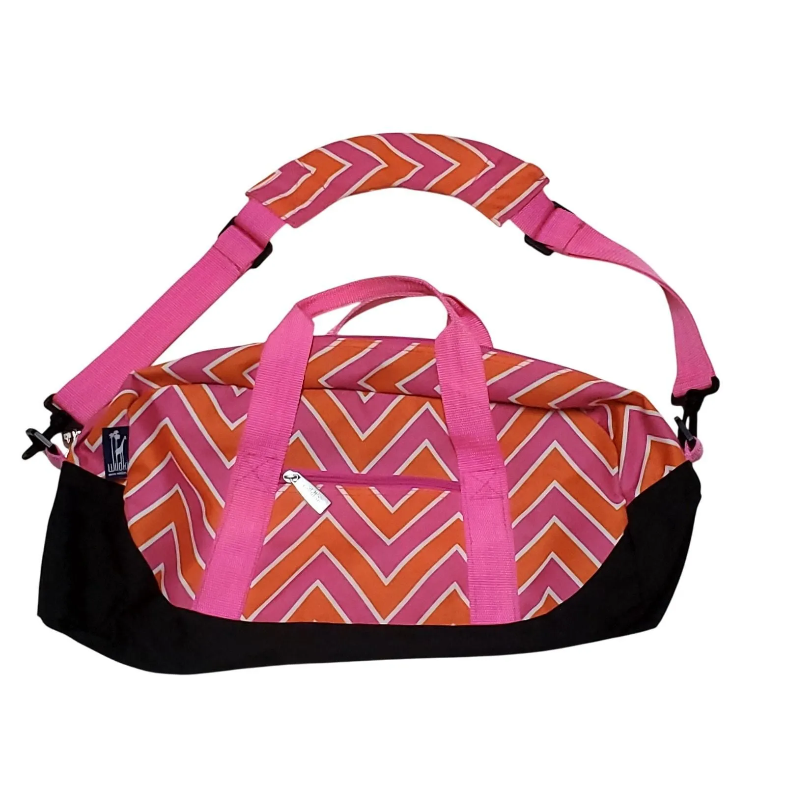 Product image for Wildkin Pink and Orange Stripe Overnight Duffle Zig Zag Pink Orange 20" x 10"