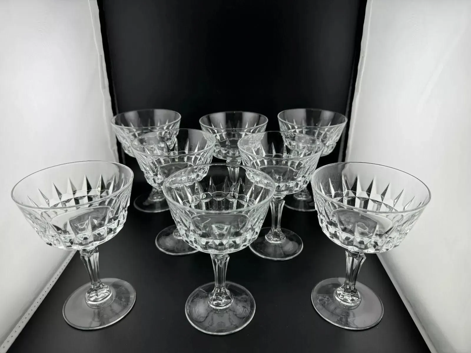 Product image for Vintage Clear Glass Stemmed Dessert Cups - Set of 8
