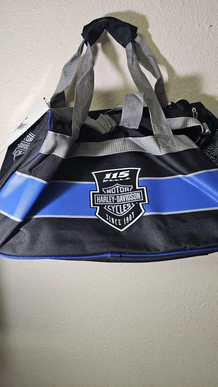 Product image for Harley Davidson Motorcycles Duffle Weekend Gym Nylon Bag Black Nwt