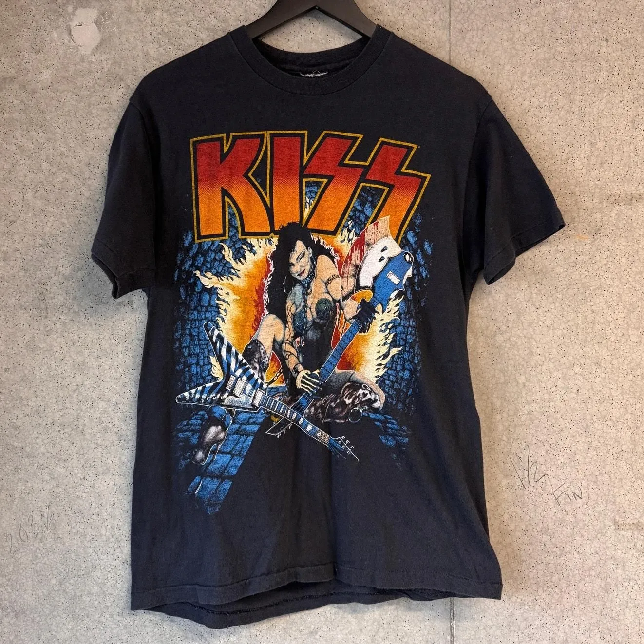 Product image for KISS 1984 World Tour T Shirt Size Medium Animalize Faded Black Single Stitch