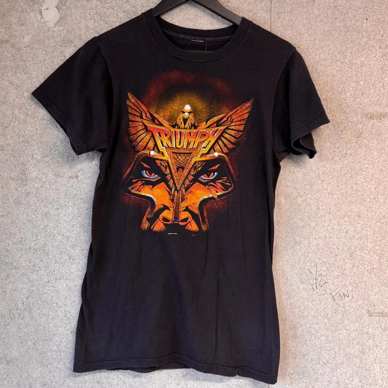 Product image for Vintage 1983 Triumph Concert Band Tee Never Surrender Tour Black Single Stitch