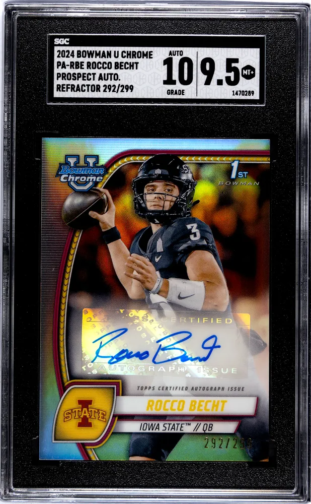 Product image for 2024 Bowman U Chrome Rocco Becht #PA-RBE Pros. Autograph Refractor /299 SGC 9.5/