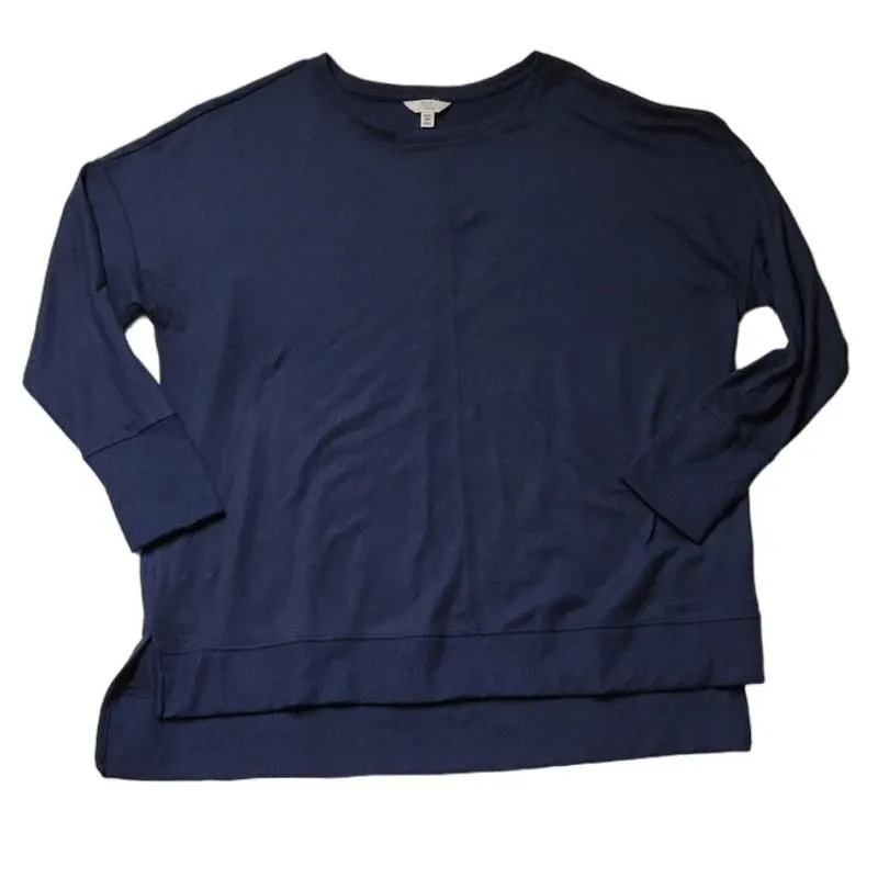 Product image for Blue Crew Neck Boxy Sweater Women's XXXL Soft Warm Cozy Cabin Core 