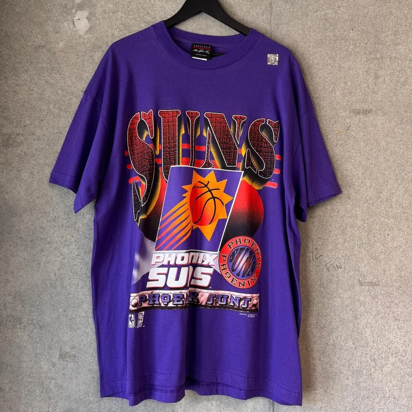 Product image for RE MEASURE Vintage 1990s Phoenix Suns Magic Johnson Ts Graphic Shirt Deadstock NWT Size XL