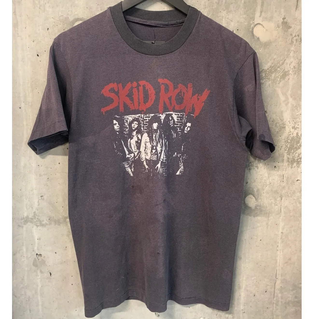 Product image for Vintage Skid Row 1980s Makin A Mess of The U.S. Tour Concert T Shirt Faded Black