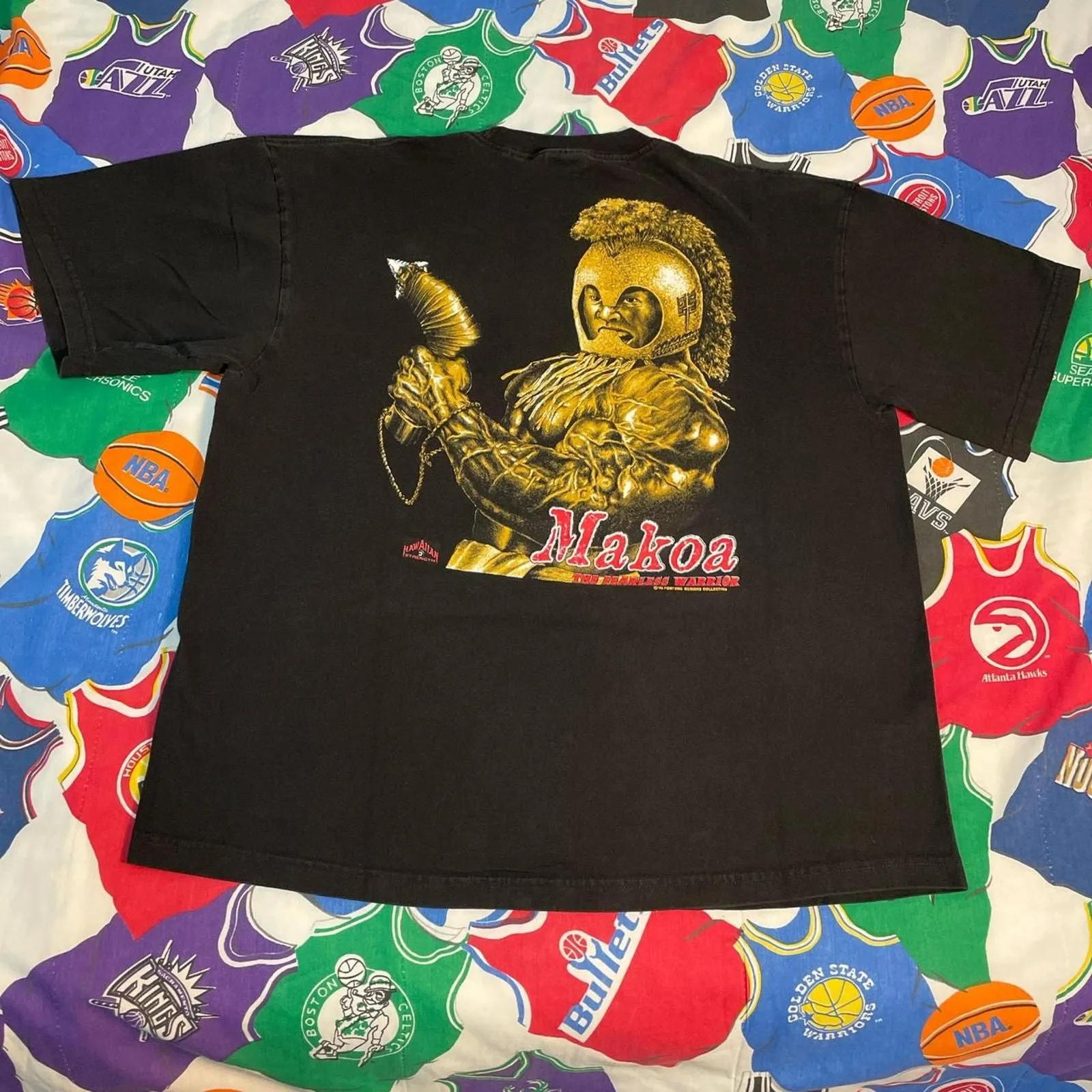 Product image for Vintage 1998 Makoa Hawaiian Strength Warrior Hawaii Tee