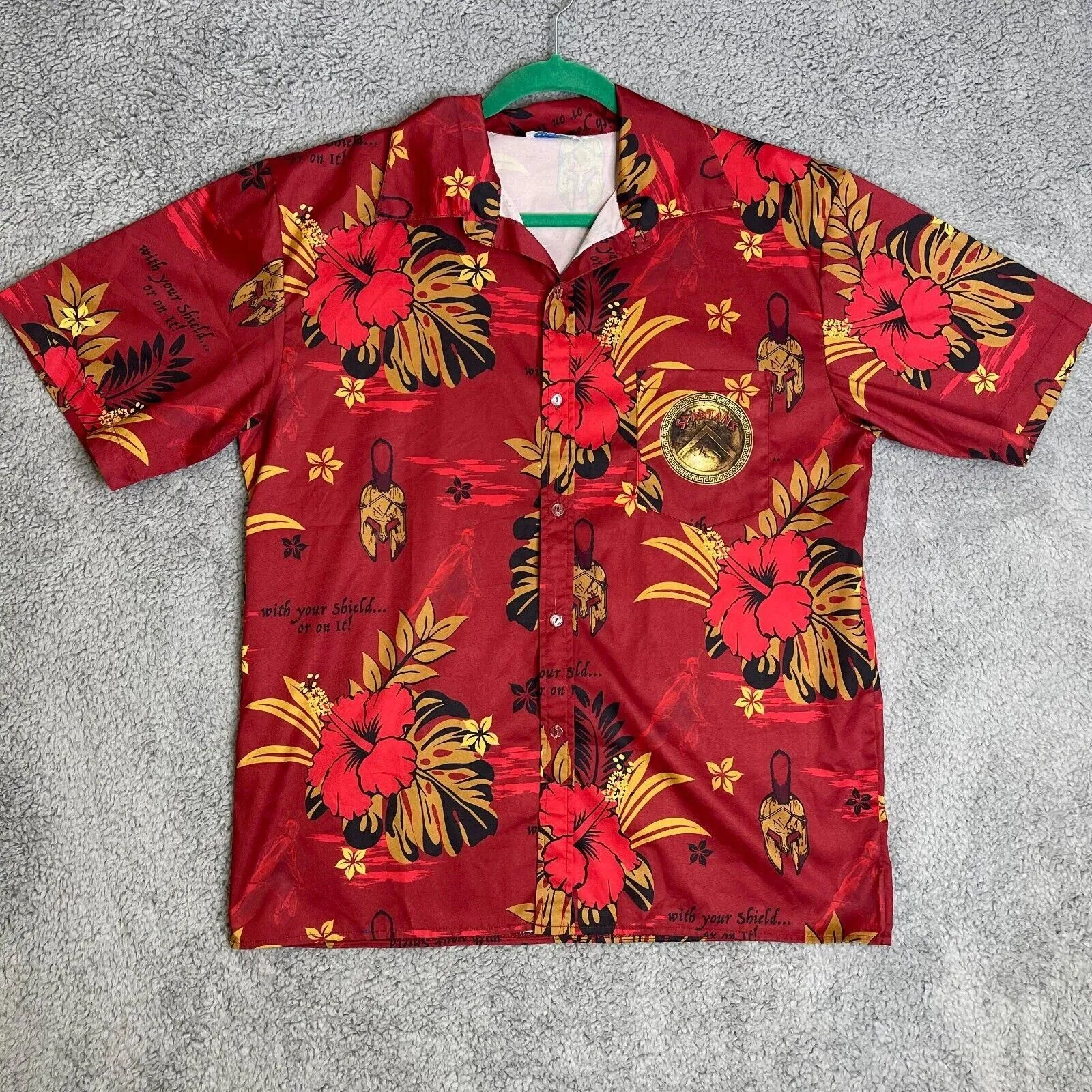 Product image for Hawaiian Shirt Mens Medium Red Aloha Button Up Apparel Stuff Short Sleeve