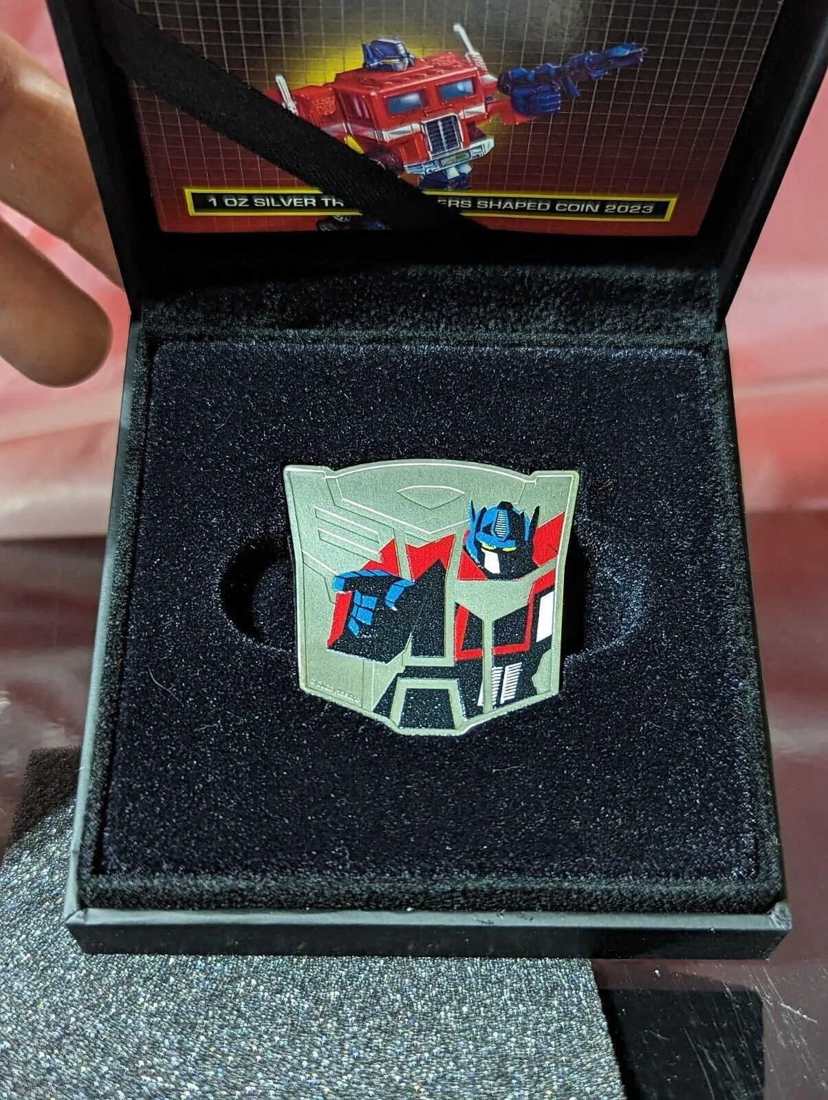 Product image for 2023 Samoa Hasbro Transformers Optimus Prime 1oz Silver Antiqued Shaped Coin