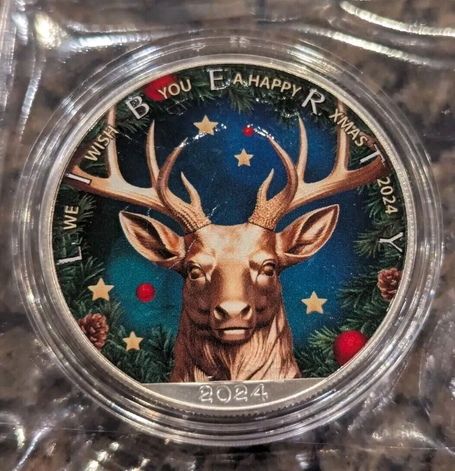 Product image for Xmas Reindeer Christmas American Silver Eagle 2024 $1 1 oz Silver Coin